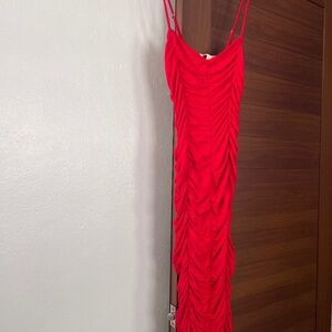Sexy ruched red long dress
